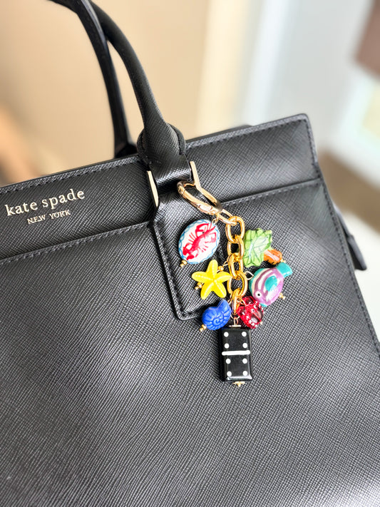 Ocean Charm Bag Charm – Handmade Polymer Clay Keychain, Coastal Cute Purse Charm, Unique Accessory