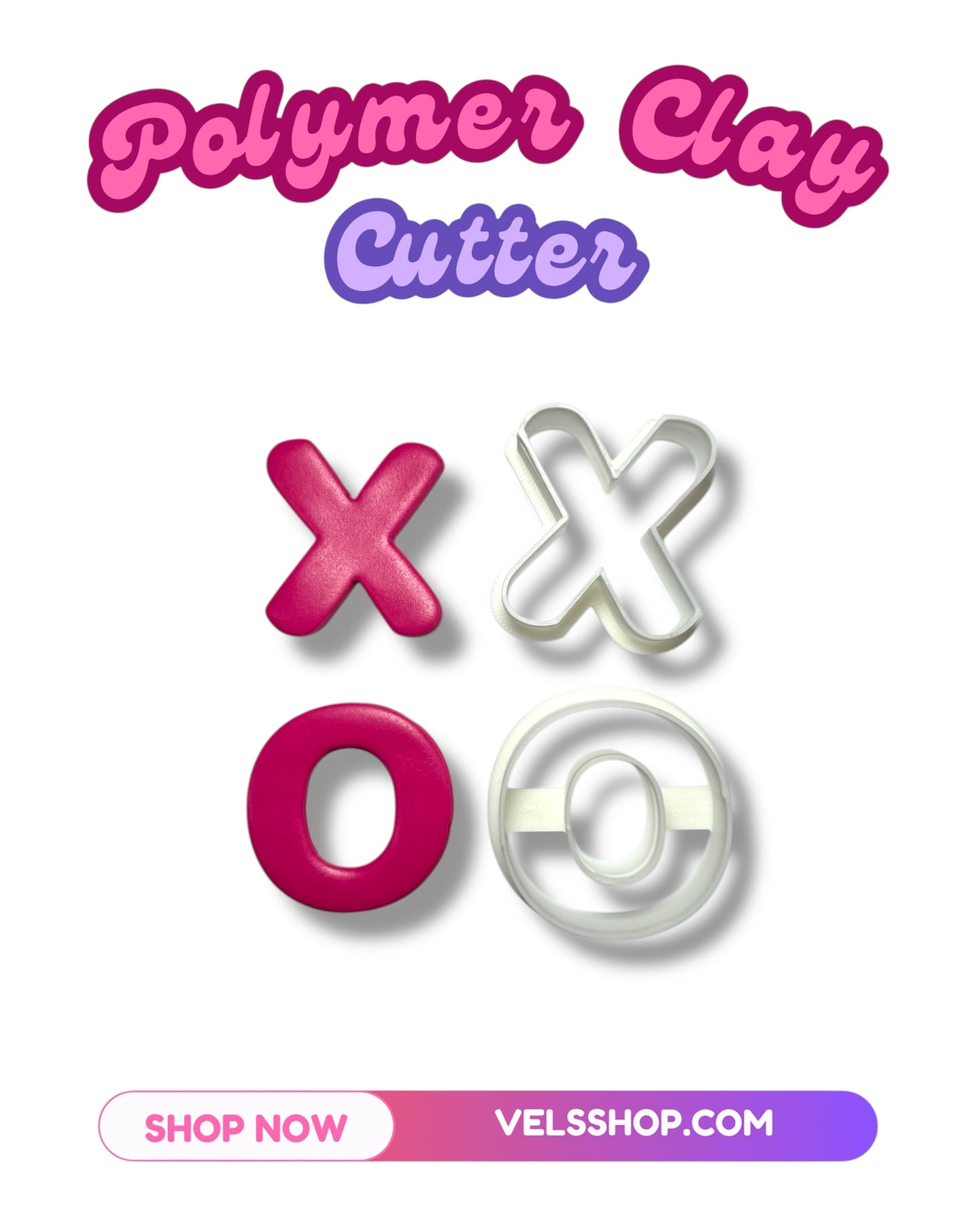 X O polymer clay cutters set de 2