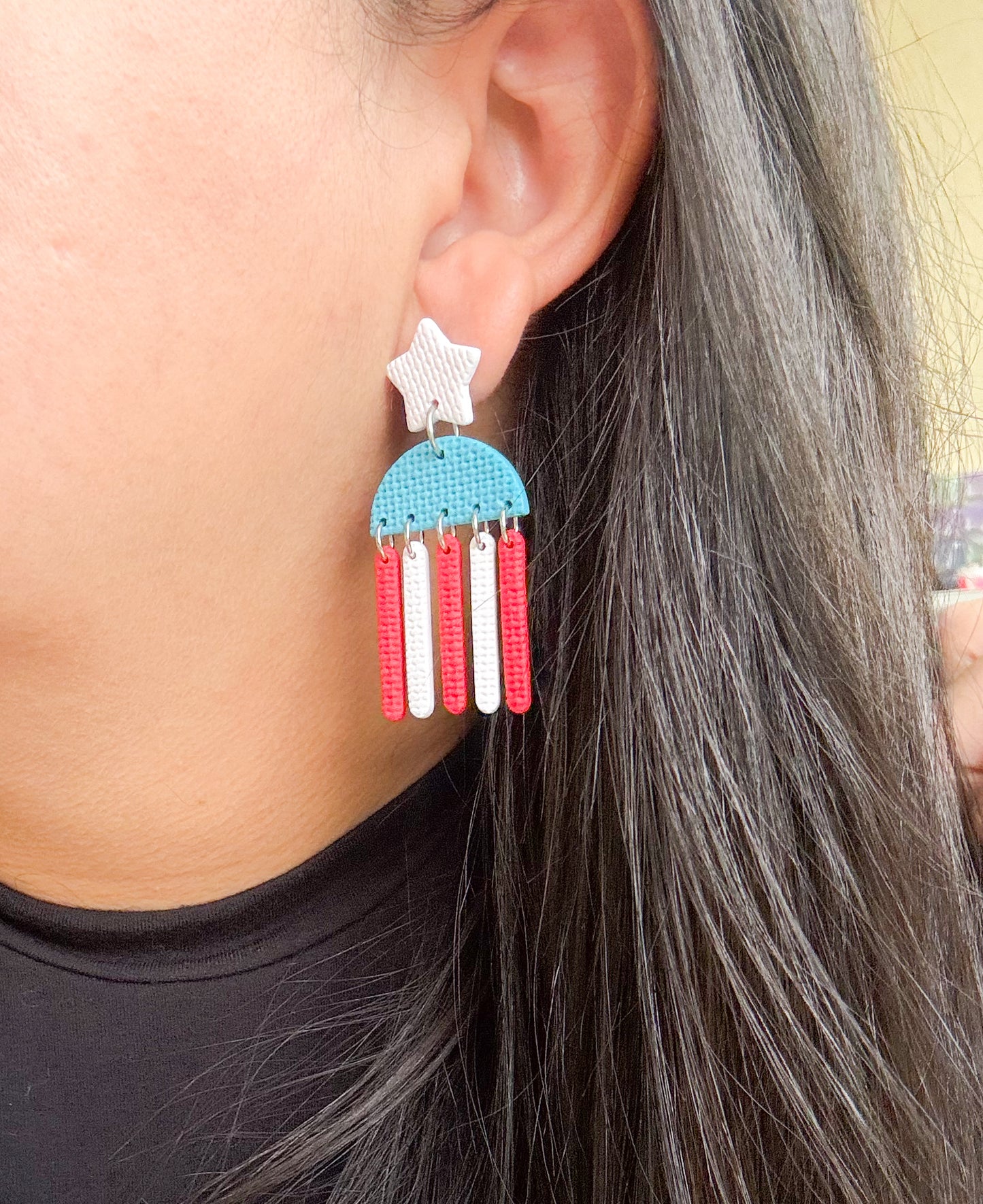 Que bonita bandera 🇵🇷Handmade Puerto Rico Flag Statement Earrings | Polymer Clay & Stainless Steel