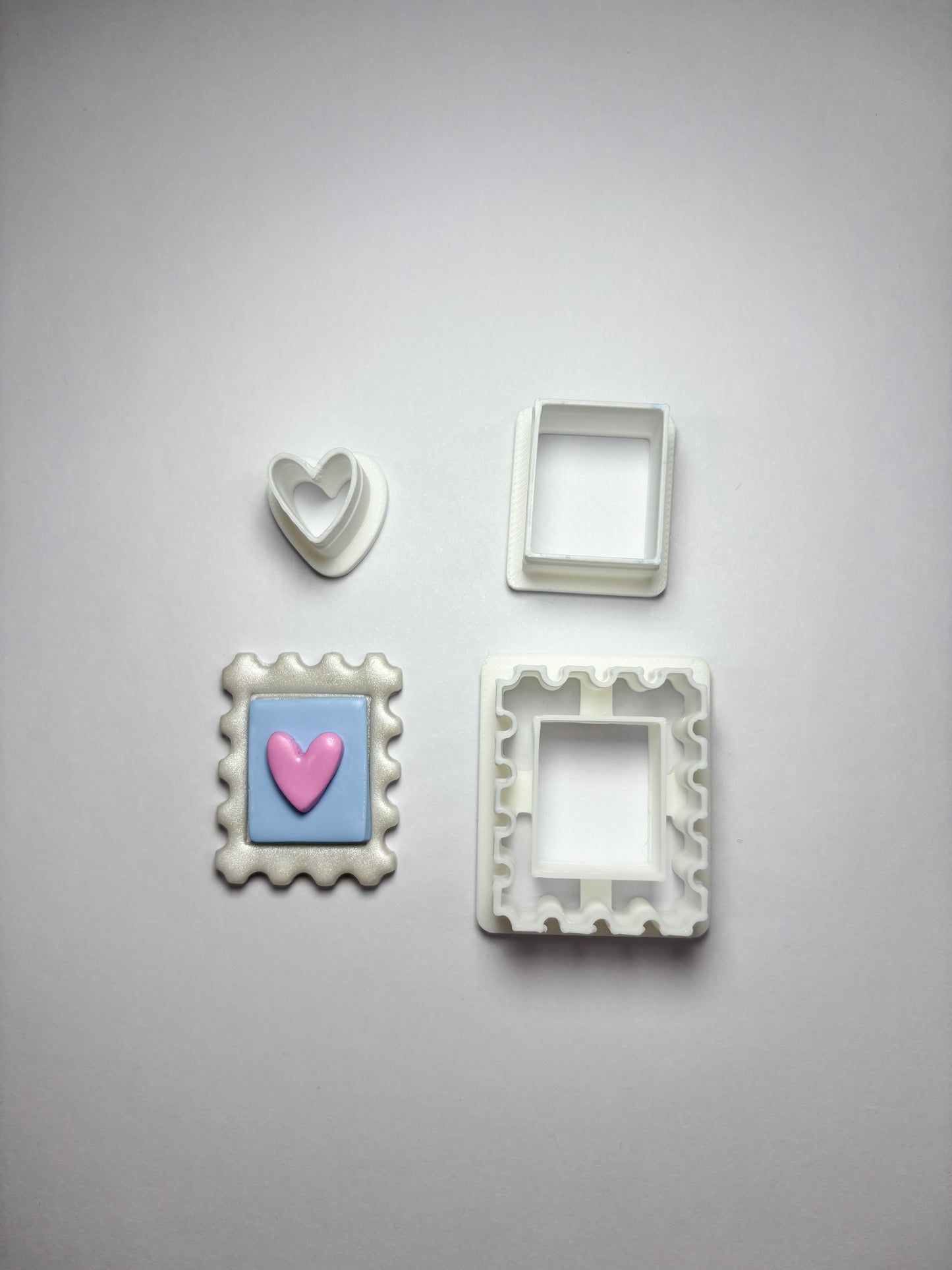 Postal stamp polymer clay cutter set de 3