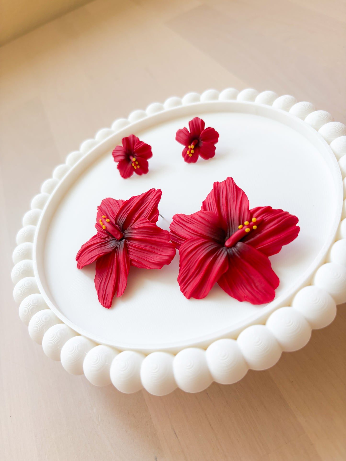 Puerto Rican Flor de Maga Stud Earrings – Handmade Polymer Clay Flower Earrings 🌺
