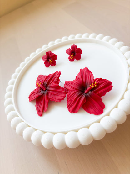 Puerto Rican Flor de Maga Stud Earrings – Handmade Polymer Clay Flower Earrings 🌺
