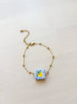 Lemon Ceramic Charm Bracelet – Dainty Stainless Steel Bracelet, Minimal Fruit Jewelry (Gold or Silver)