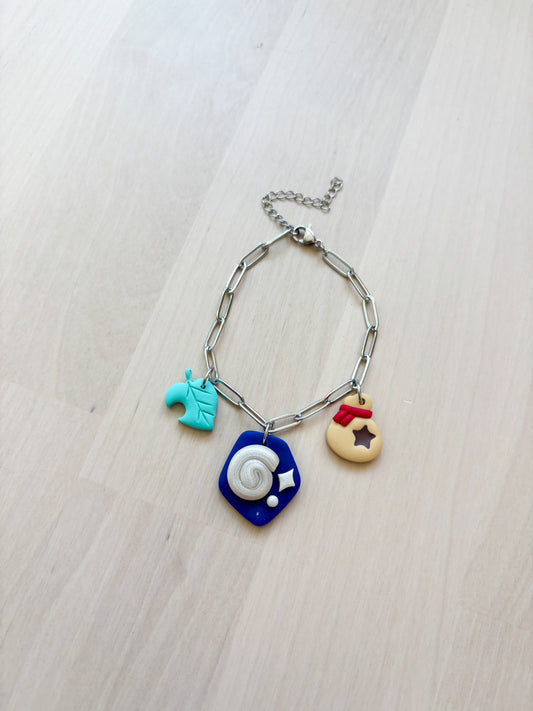 Animal Crossing Inspired Charm Bracelet – Polymer Clay Kawaii Jewelry, Handmade Gamer Gift