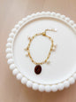 Coffee Bean Charm Bracelet with Freshwater Pearls | Gold Stainless Stee