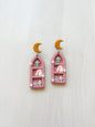 Moon Bookshelf Arch Earrings – Handmade Polymer Clay Reader Statement Jewelry