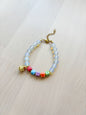 D20 Dice Charm Bracelet – Glass Beads & Ceramic Details, Gold Stainless Steel Gamer Bracelet