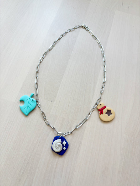 Animal Crossing Inspired Charm Necklace - Polymer Clay Kawaii Jewelry, Handmade Gamer Gift