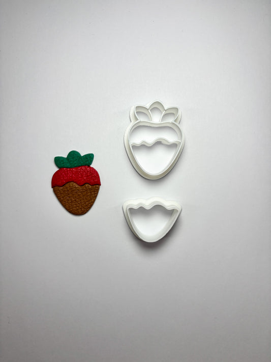 Fresas con chocolate polymer clay cutter set de 2