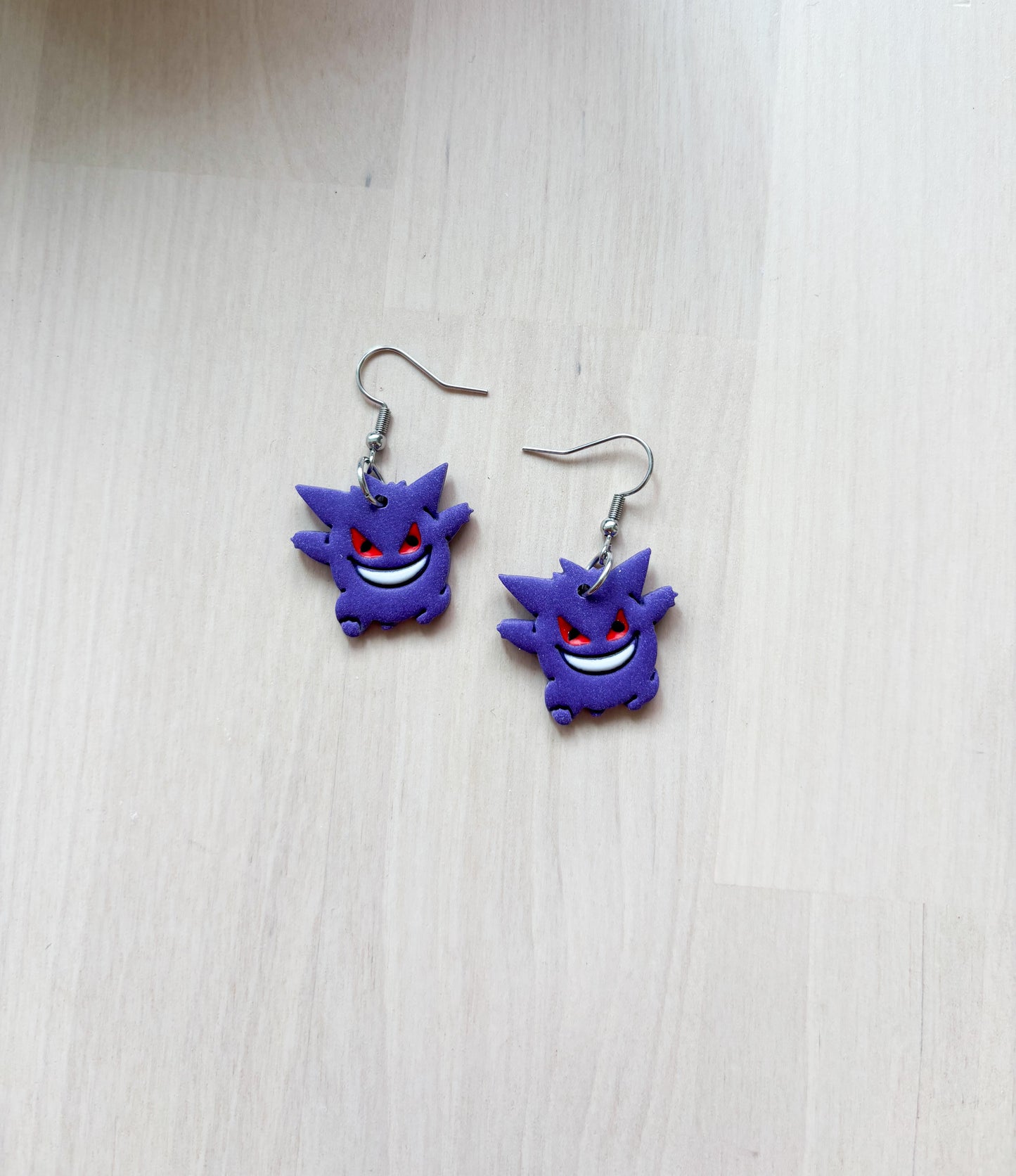 Purple Ghost Inspired Earrings – Polymer Clay Character Earrings, Cute Spooky Jewelry
