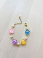 Colorful Glass Heart Bracelet – Freshwater Pearl Bracelet, Gold Stainless Steel Dainty Jewelry